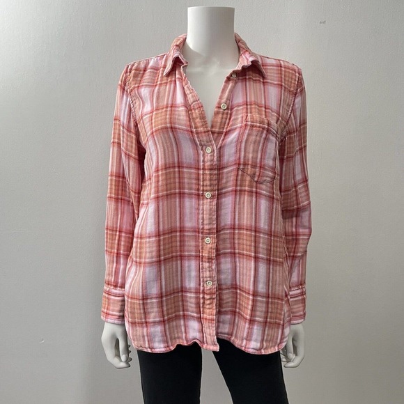 J. Crew Tops - J Crew Size 8 Shirt Pink Plaid Classic Fit Blush Tartan Pocket Womens Long Slv